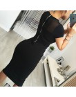 Hot 2019 kobiety letnia sukienka moda splatanie przędzy powrót Zipper krótki rękaw kolana biuro O-Neck Sexy damskie sukienki Plu