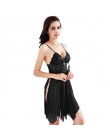 Kobiety koszula nocna gorąca bielizna nocna seksowna bielizna koronkowe rozcięcia koszula nocna V-neck Nightie Vintage bielizna 