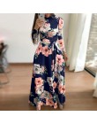 Plus rozmiar wiosna jesień kobiety sukienka Bohomia kwiat wydruku Maixi sukienki moda pas tunika Boho Eveing Party Midi sukienka