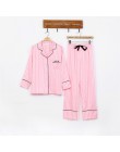 Pizama Damska Różowe paski 7 sztuk piżamy jedwabne satynowe Femme piżama zestaw Stitch bielizna szata piżamy damskie pijama Elas