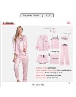 Pizama Damska Różowe paski 7 sztuk piżamy jedwabne satynowe Femme piżama zestaw Stitch bielizna szata piżamy damskie pijama Elas