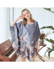 Nowe czerwone kobiety seksowna satyna nocna koszula nocna Plus rozmiar luźna Kaftan szlafrok koszula nocna letnia bielizna nocna