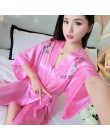 Seksowny nadruk kobiety satynowa bielizna nocna chiński druhna Kimono szlafroki Casual Rayon Mini koszula nocna domowa luźna kos