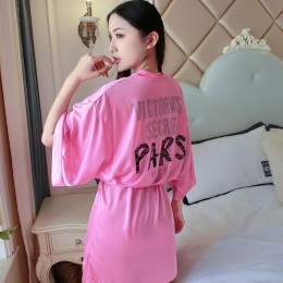 Seksowny nadruk kobiety satynowa bielizna nocna chiński druhna Kimono szlafroki Casual Rayon Mini koszula nocna domowa luźna kos