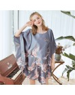 Nowe czerwone kobiety seksowna satyna nocna koszula nocna Plus rozmiar luźna Kaftan szlafrok koszula nocna letnia bielizna nocna