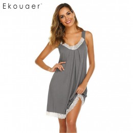 Ekouaer seksowna koronkowa koszula nocna kobiety lato bielizna nocna V-Neck Slip Lounge koszula nocna bielizna damska Homewear s