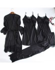 Queenral Silk piżama kobiety 5 sztuk zestawy Sexy koronkowa kobieta satynowa piżama lato Pijama Sexy Mujer bielizna nocna dla ko