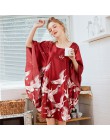 Nowe czerwone kobiety seksowna satyna nocna koszula nocna Plus rozmiar luźna Kaftan szlafrok koszula nocna letnia bielizna nocna
