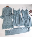Queenral Silk piżama kobiety 5 sztuk zestawy Sexy koronkowa kobieta satynowa piżama lato Pijama Sexy Mujer bielizna nocna dla ko