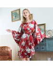 Nowe czerwone kobiety seksowna satyna nocna koszula nocna Plus rozmiar luźna Kaftan szlafrok koszula nocna letnia bielizna nocna