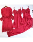 Queenral Silk piżama kobiety 5 sztuk zestawy Sexy koronkowa kobieta satynowa piżama lato Pijama Sexy Mujer bielizna nocna dla ko