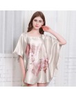 Nowe czerwone kobiety seksowna satyna nocna koszula nocna Plus rozmiar luźna Kaftan szlafrok koszula nocna letnia bielizna nocna