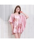 Nowe czerwone kobiety seksowna satyna nocna koszula nocna Plus rozmiar luźna Kaftan szlafrok koszula nocna letnia bielizna nocna