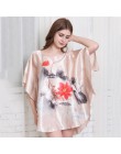 Nowe czerwone kobiety seksowna satyna nocna koszula nocna Plus rozmiar luźna Kaftan szlafrok koszula nocna letnia bielizna nocna