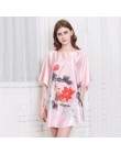 Nowe czerwone kobiety seksowna satyna nocna koszula nocna Plus rozmiar luźna Kaftan szlafrok koszula nocna letnia bielizna nocna
