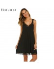 Ekouaer seksowna koronkowa koszula nocna kobiety lato bielizna nocna V-Neck Slip Lounge koszula nocna bielizna damska Homewear s
