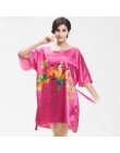 Nowe czerwone kobiety seksowna satyna nocna koszula nocna Plus rozmiar luźna Kaftan szlafrok koszula nocna letnia bielizna nocna