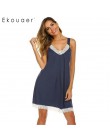 Ekouaer seksowna koronkowa koszula nocna kobiety lato bielizna nocna V-Neck Slip Lounge koszula nocna bielizna damska Homewear s