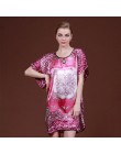 Nowe czerwone kobiety seksowna satyna nocna koszula nocna Plus rozmiar luźna Kaftan szlafrok koszula nocna letnia bielizna nocna