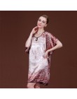 Nowe czerwone kobiety seksowna satyna nocna koszula nocna Plus rozmiar luźna Kaftan szlafrok koszula nocna letnia bielizna nocna