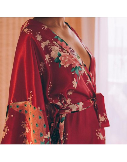 Szaty Rayon kobiety bielizna nocna odzież kwiatowa domowa bielizna intymna Casual Kimono szlafrok Lady seksowna sukienka wieczor