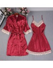 Plus rozmiar 3XL czerwone kobiety koronkowe Kimono Lady Sexy szlafrok zestaw panna młoda druhna suknia ślubna suknia seksowna ko