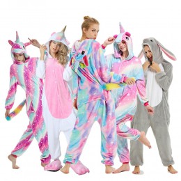 Jednorożec piżama Onesie zwierząt kobiety Kigurumi Stitch dorosłych z kapturem piżamy zimowe flanelowe boże narodzenie Deer Shar