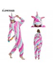 Jednorożec piżama Onesie zwierząt kobiety Kigurumi Stitch dorosłych z kapturem piżamy zimowe flanelowe boże narodzenie Deer Shar