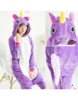 Kobiet Kigurumi jednorożec piżamy ustawia flanelowe słodkie piżama w zwierzątka zestawy kobiety zima unicornio Nightie piżamy bi