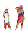Kobiet Kigurumi jednorożec piżamy ustawia flanelowe słodkie piżama w zwierzątka zestawy kobiety zima unicornio Nightie piżamy bi