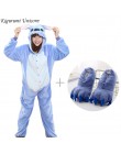 Kigurumi jednorożec piżama dorosłych zwierząt Stitch Onesie kobiety mężczyźni para 2019 zimowa piżama garnitur kot piżamy flanel