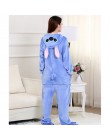 Kigurumi jednorożec piżama dorosłych zwierząt Stitch Onesie kobiety mężczyźni para 2019 zimowa piżama garnitur kot piżamy flanel