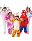Dzieci Kigurumi jednorożec piżamy dla chłopców dziewcząt flanelowe dzieci Stich Pijamas zestaw zwierząt piżamy zimowe Onesies Un