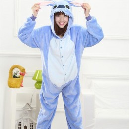 Kigurumi jednorożec piżama dorosłych zwierząt Stitch Onesie kobiety mężczyźni para 2019 zimowa piżama garnitur kot piżamy flanel