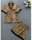 QWEEK kobiety piżamy Leopard piżamy kobiety 2019 wiosna Satin Pijamas kobiety dorywczo elegancka piżama Femme Silk Pijama Mujer 