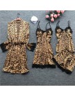 QWEEK kobiety piżamy Leopard piżamy kobiety 2019 wiosna Satin Pijamas kobiety dorywczo elegancka piżama Femme Silk Pijama Mujer 