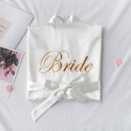 Biała panna młoda druhna haftowana sukienka damska ślub Kimono Sleepshirts piżamy M-XL wiosna koszula nocna szlafrok Sleep Sleep
