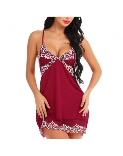 Seksowna bielizna damska V Neck Floral bielizna nocna seksowna koszula nocna miękkie koronkowe szaty koszula nocna