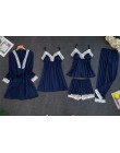 Piżamy damskie 5 sztuk satynowa bielizna nocna Pijama jedwabna odzież domowa odzież domowa haft Sleep Lounge piżama z klockami p