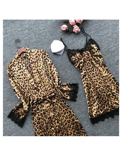 QWEEK kobiety piżamy Leopard piżamy kobiety 2019 wiosna Satin Pijamas kobiety dorywczo elegancka piżama Femme Silk Pijama Mujer 
