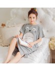 Plus rozmiar panie Cartoon bielizna nocna z długim rękawem śliczne koszula nocna Negligee letnia bawełniana koszula nocna Casual