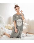 Plus rozmiar panie Cartoon bielizna nocna z długim rękawem śliczne koszula nocna Negligee letnia bawełniana koszula nocna Casual