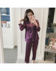 Kobiety piżamy ustawia Silk Satin Pijama skręcić w dół kołnierz bielizna nocna pani z długim rękawem wiosna bielizna nocna 2 szt