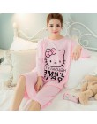 Plus rozmiar panie Cartoon bielizna nocna z długim rękawem śliczne koszula nocna Negligee letnia bawełniana koszula nocna Casual