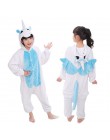 Dzieci Kigurumi jednorożec piżamy dla chłopców dziewcząt flanelowe dzieci Stich Pijamas zestaw zwierząt piżamy zimowe Onesies Un