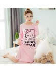 Plus rozmiar panie Cartoon bielizna nocna z długim rękawem śliczne koszula nocna Negligee letnia bawełniana koszula nocna Casual