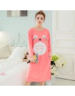 Plus rozmiar panie Cartoon bielizna nocna z długim rękawem śliczne koszula nocna Negligee letnia bawełniana koszula nocna Casual