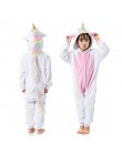 Dzieci Kigurumi jednorożec piżamy dla chłopców dziewcząt flanelowe dzieci Stich Pijamas zestaw zwierząt piżamy zimowe Onesies Un