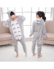 Dzieci Kigurumi jednorożec piżamy dla chłopców dziewcząt flanelowe dzieci Stich Pijamas zestaw zwierząt piżamy zimowe Onesies Un