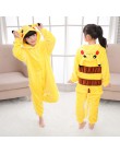 Dzieci Kigurumi jednorożec piżamy dla chłopców dziewcząt flanelowe dzieci Stich Pijamas zestaw zwierząt piżamy zimowe Onesies Un